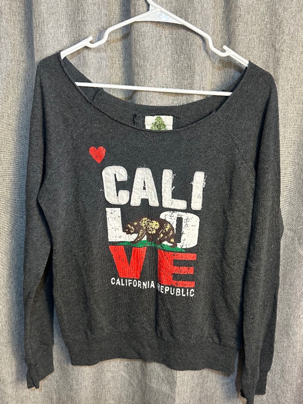 Green Sleeved Cali Love California Republic Graphic Sweatshirt Medium